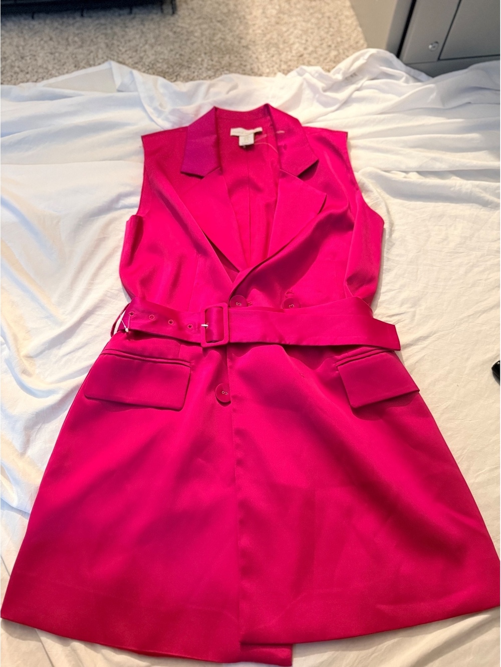House of Harlow 1960 Sleeveless Belted Blazer Dress in Hot Pink XS